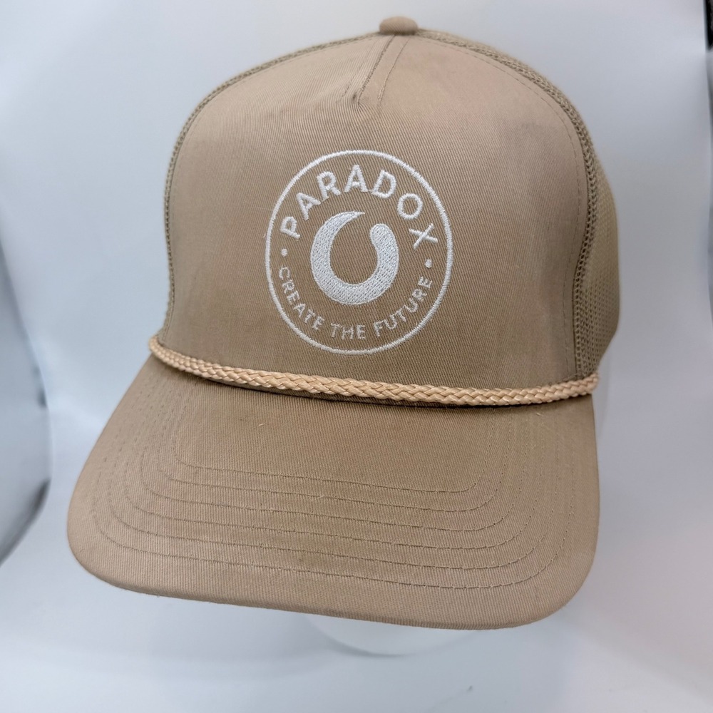 Paradox Create The Future Hat OTTO Trucker Snapback Rope Cap Tan Beige Tech